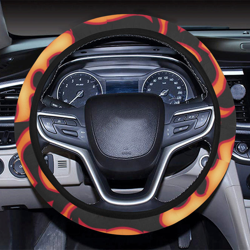 Flame Fire Themed Print Steering Wheel Cover with Elastic Edge