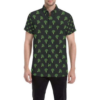 Broccoli Pattern Print Design 04 Men's Short Sleeve Button Up Shirt