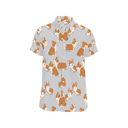 Pembroke Welsh Corgis Pattern Print Design A04 Men's Short Sleeve Button Up Shirt