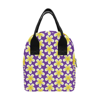 Yellow Plumeria Pattern Print Design PM05 Insulated Lunch Bag