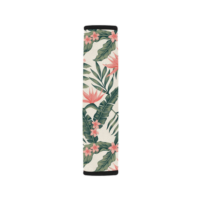 Tropical Flower Palm Leaves Car Seat Belt Cover