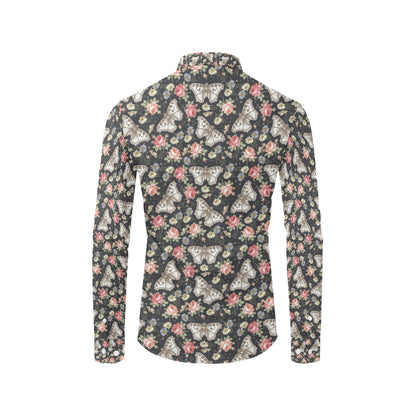 Butterfly Flower Pattern Print Design 07 Men's Long Sleeve Shirt