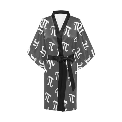 Pi Day Pattern Print Design A02 Women's Short Kimono