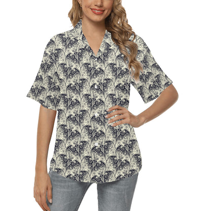 Bat Tribal Pattern Print Design 06 Women's Hawaiian Shirt