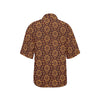 Agricultural Brown Wheat Print Pattern Women's Hawaiian Shirt