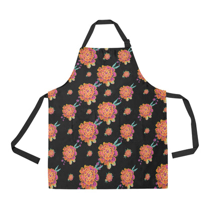 Marigold Pattern Print Design 01 Apron with Pocket