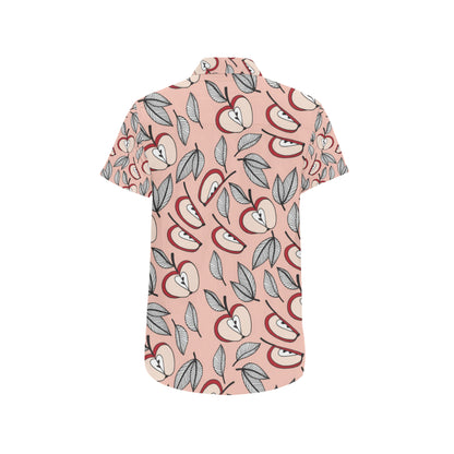 Apple Pattern Print Design AP04 Men's Short Sleeve Button Up Shirt