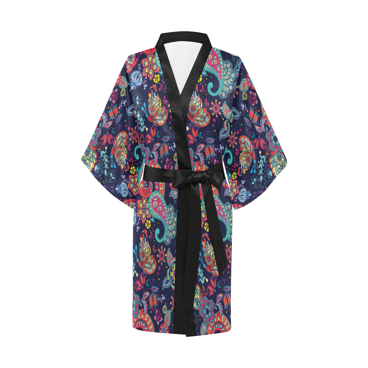 Paisley Boho Pattern Print Design A06 Women's Short Kimono