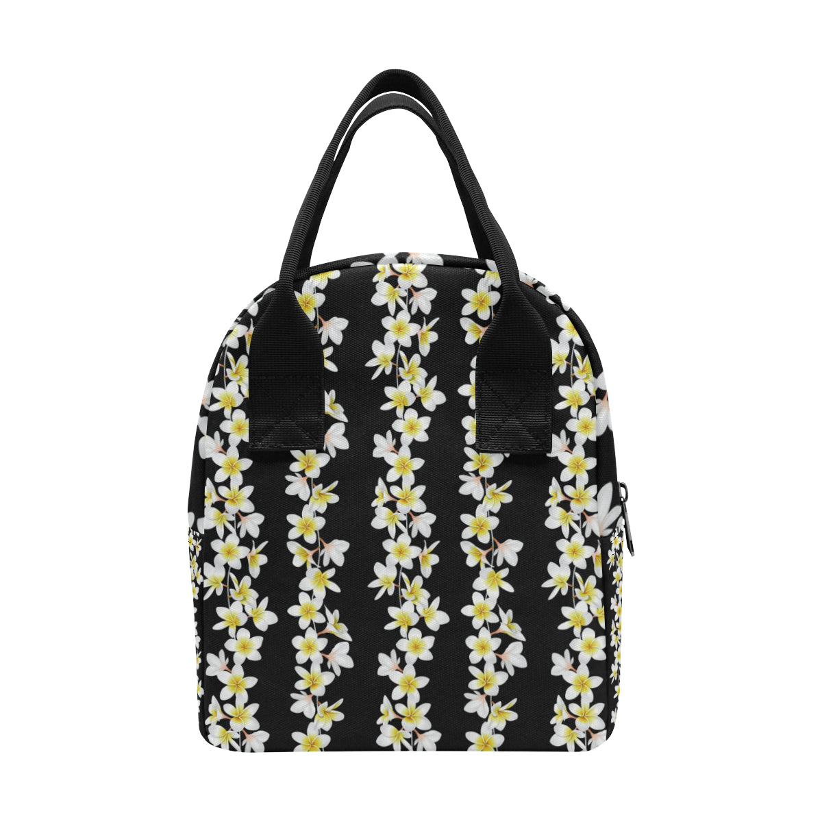 White Plumeria Pattern Print Design PM08 Insulated Lunch Bag