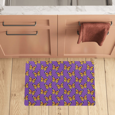 Monarch Butterfly Purple Print Pattern Kitchen Mat