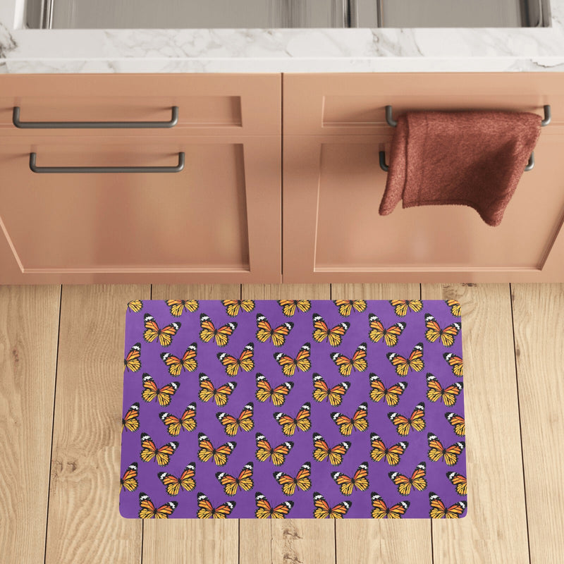 Monarch Butterfly Purple Print Pattern Kitchen Mat