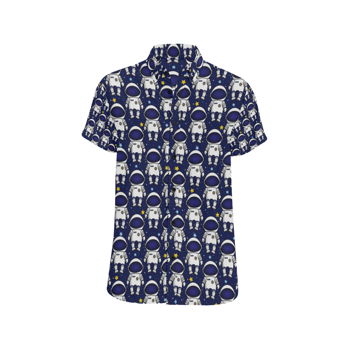 Astronaut Pattern Print Design 01 Men's Short Sleeve Button Up Shirt