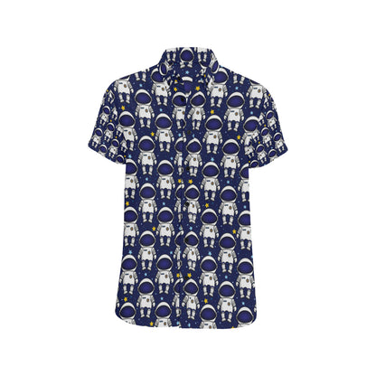 Astronaut Pattern Print Design 01 Men's Short Sleeve Button Up Shirt