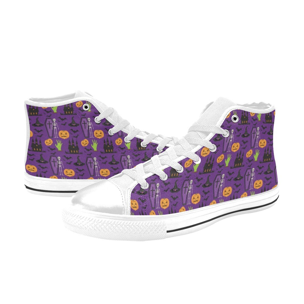 Halloween Print Design LKS403 High Top Women's White Shoes