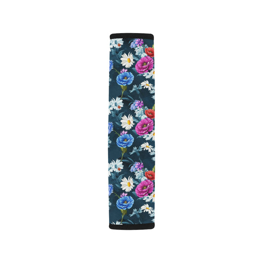 Floral Blue Themed Print Car Seat Belt Cover