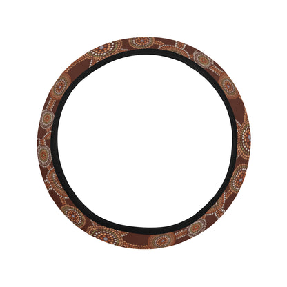 Aboriginal Pattern Print Design 03 Steering Wheel Cover with Elastic Edge