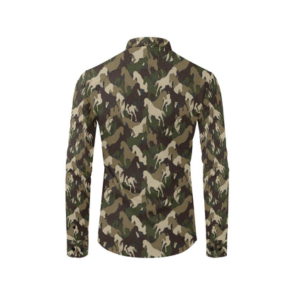 Horse Camo Themed Design Print Men's Long Sleeve Shirt
