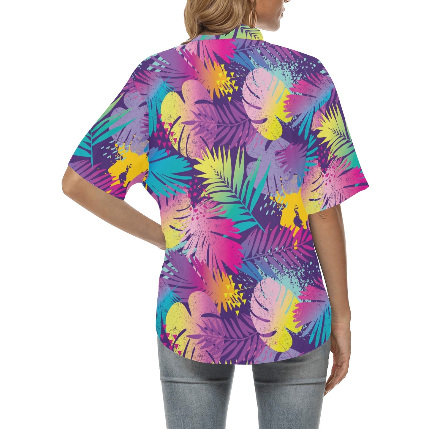 Palm Leaf Pattern Print Design A04 Women's Hawaiian Shirt