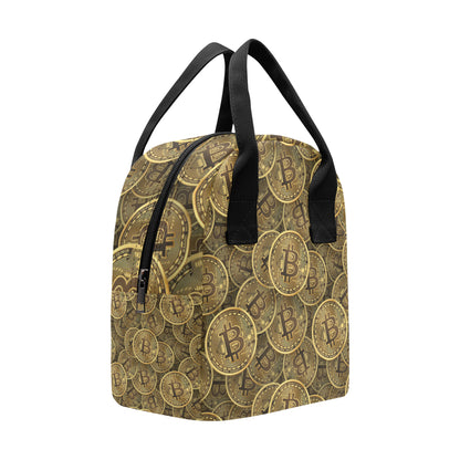 Bitcoin Pattern Print Design DO01 Insulated Lunch Bag