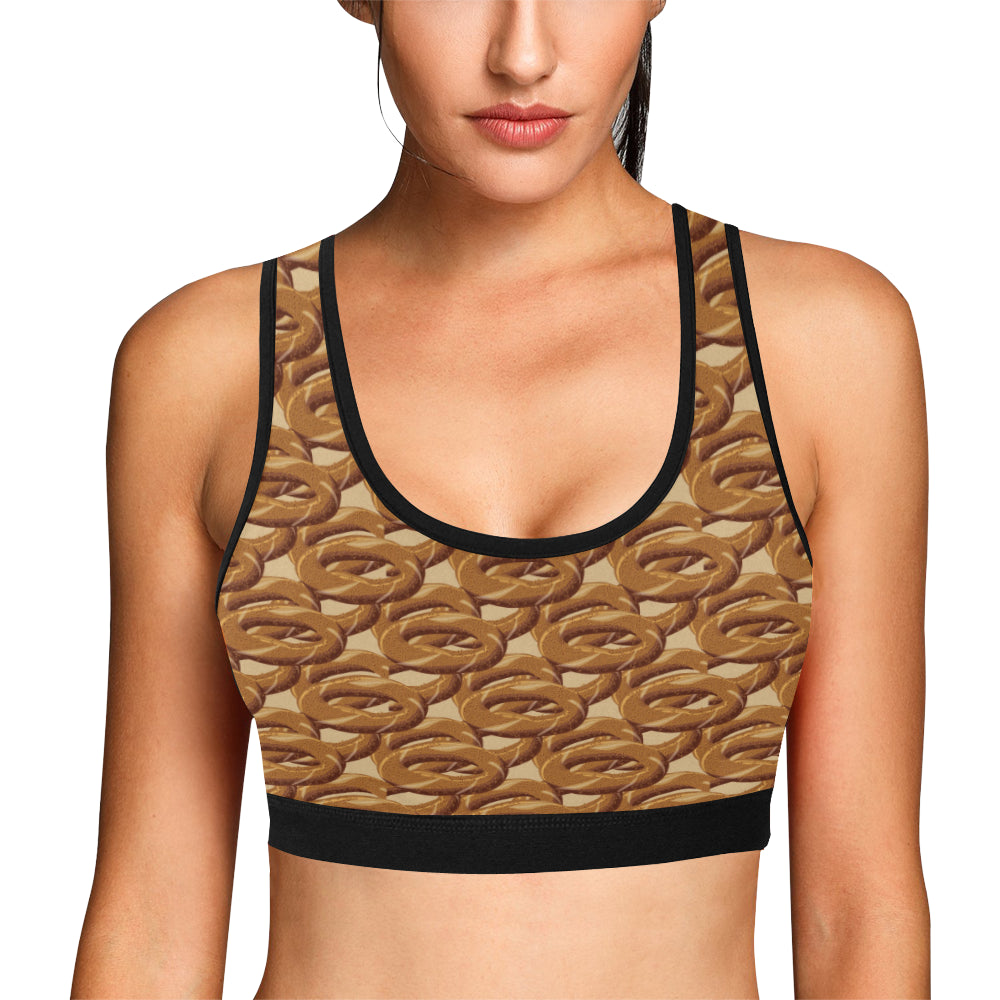 Bagel Pattern Print Design 02 Sports Bra