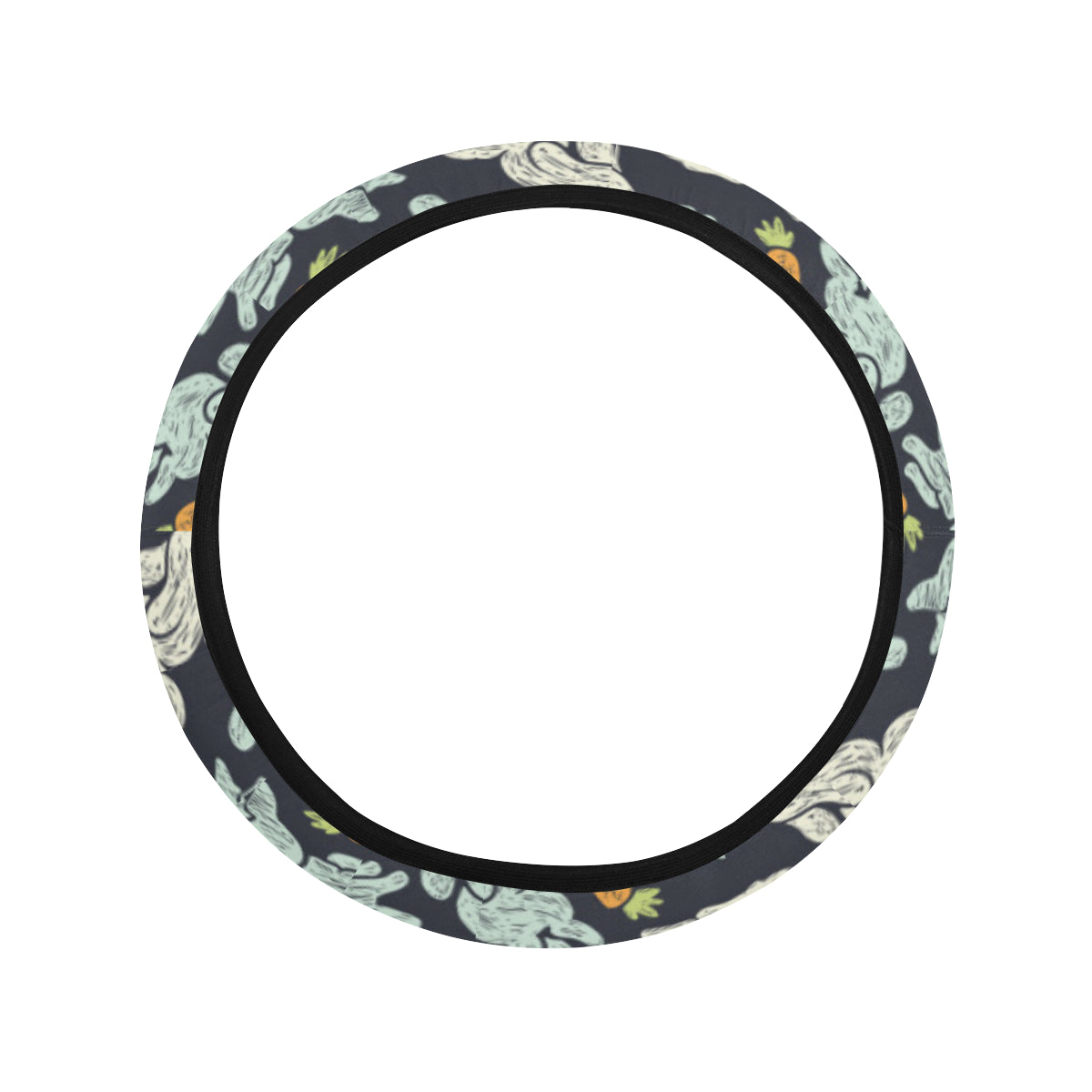 Bunny Pattern Print Design 04 Steering Wheel Cover with Elastic Edge