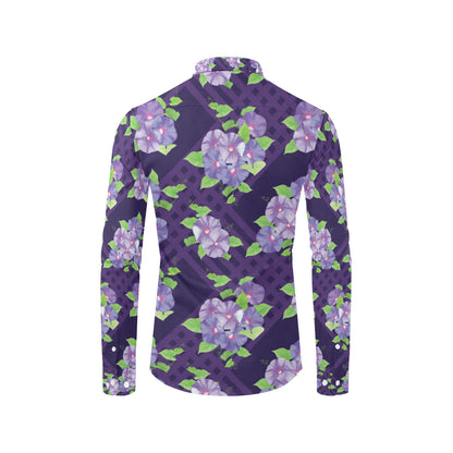 Morning Glory Pattern Print Design MG03 Men's Long Sleeve Shirt