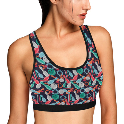 Bowling Pattern Print Design 08 Sports Bra
