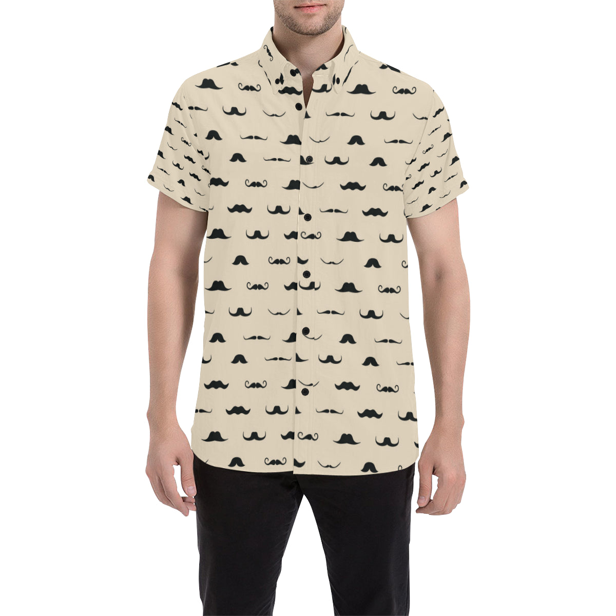 Mustache Pattern Print Design A03 Men's Short Sleeve Button Up Shirt