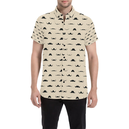 Mustache Pattern Print Design A03 Men's Short Sleeve Button Up Shirt
