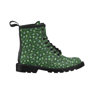 Peacock Feather Green Design Print Women's Boots