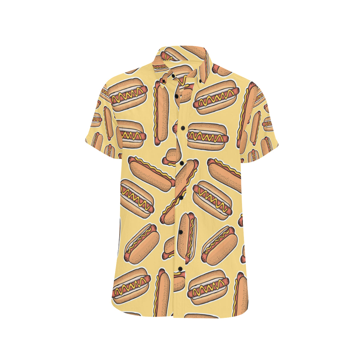 Hot Dog Pattern Print Design 01 Men s Short Sleeve Button Up Shirt hot-dog-pattern-print-design-01-men-s-short-sleeve-button-up-shirt