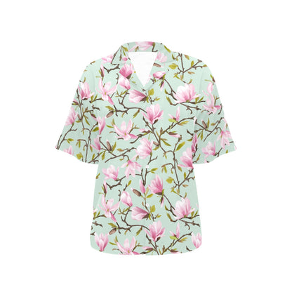 Magnolia Pattern Print Design MAG04 Women's Hawaiian Shirt