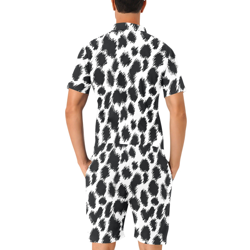 Cheetah Black Print Pattern Men's Romper