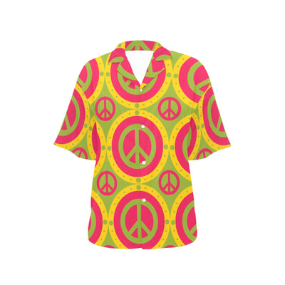 Peace Sign Pattern Print Design A01 Women's Hawaiian Shirt