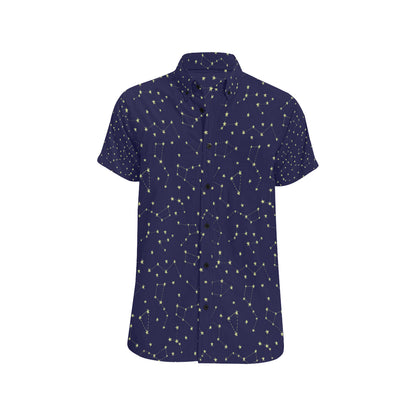 Constellation Pattern Print Design 02 Men's Short Sleeve Button Up Shirt