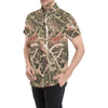 Camouflage Realistic Tree Authumn Print Men's Short Sleeve Button Up Shirt