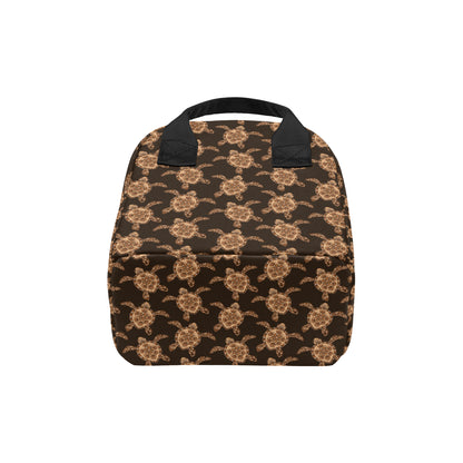 Tribal Sea Turtle Pattern Print Design T09 Insulated Lunch Bag
