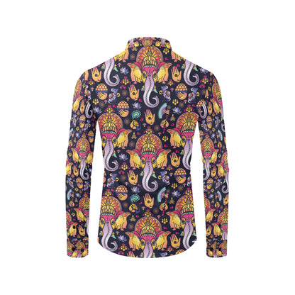 Ganesha Indian Pattern Print Design 03 Men's Long Sleeve Shirt