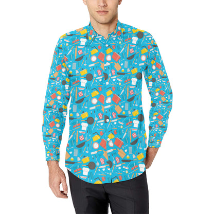 Cooking Kitchen Tools Pattern Print Design 03 Men's Long Sleeve Shirt