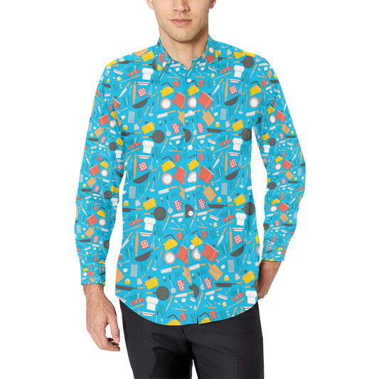 Cooking Kitchen Tools Pattern Print Design 03 Men's Long Sleeve Shirt