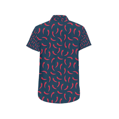 Chilli Pepper Pattern Print Design 03 Men's Short Sleeve Button Up Shirt