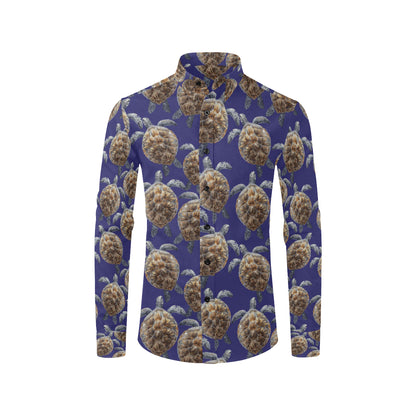 Sea Turtle Pattern Print Design T05 Men's Long Sleeve Shirt