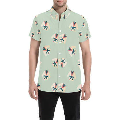 Karate Pattern Print Design 02 Men's Short Sleeve Button Up Shirt