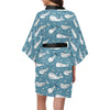 Humpback Whale Pattern Print Design 03 Women's Short Kimono