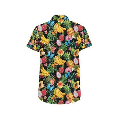 Tropical Fruits Pattern Print Design TF04 Men's Short Sleeve Button Up Shirt