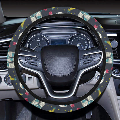 Astronaut Pattern Print Design 04 Steering Wheel Cover with Elastic Edge