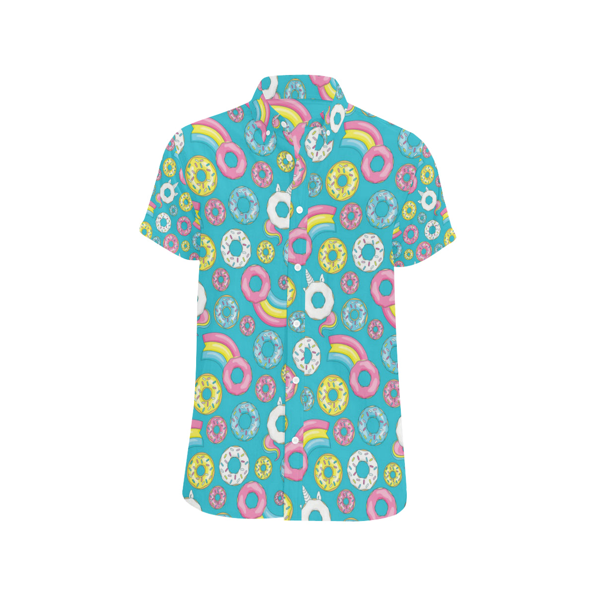 Donut Pattern Print Design DN013 Men's Short Sleeve Button Up Shirt