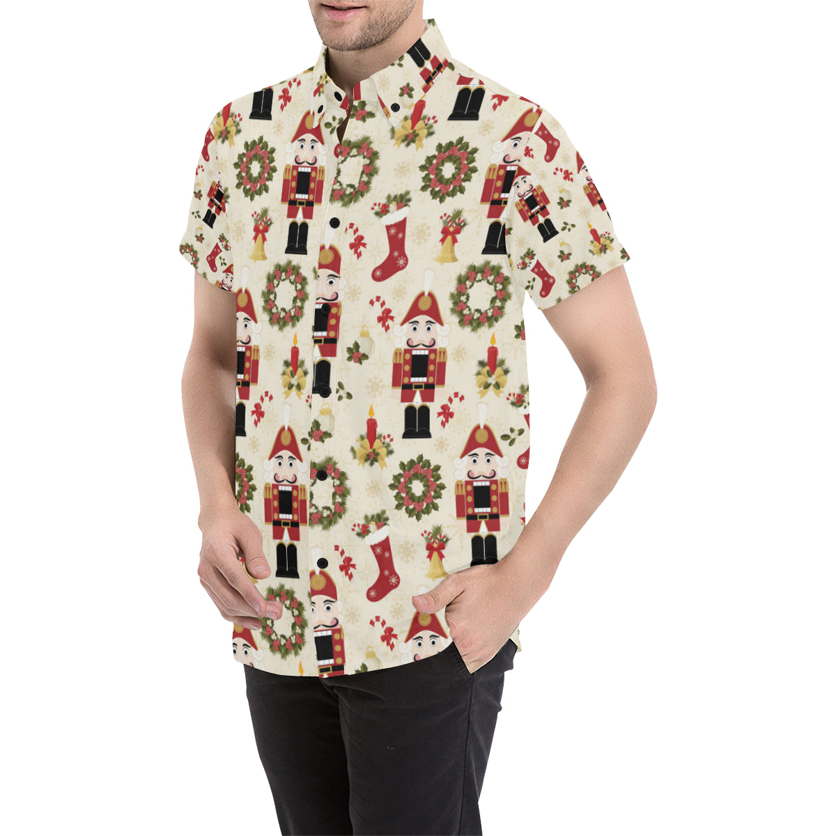Nutcracker Pattern Print Design A01 Men's Short Sleeve Button Up Shirt
