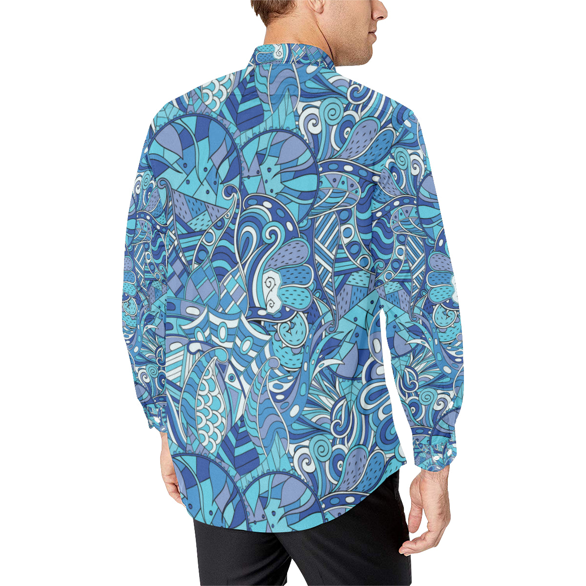 Funky Retro Pattern Print Design A02 Men's Long Sleeve Shirt