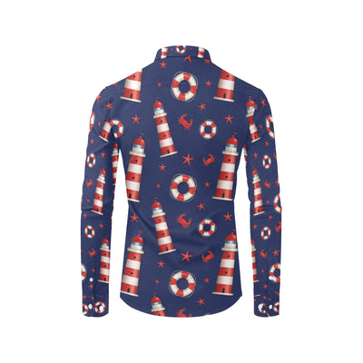 Nautical Pattern Print Design A03 Men's Long Sleeve Shirt